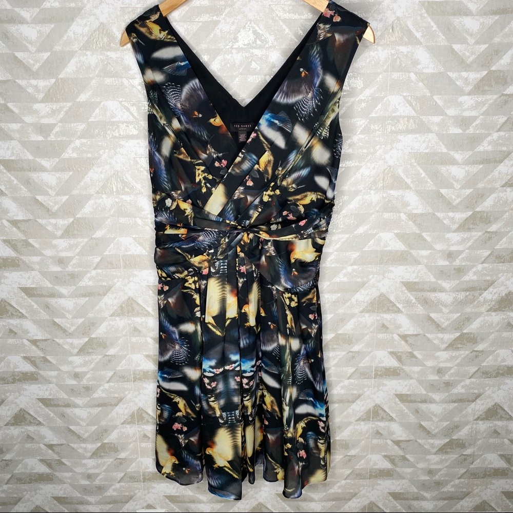 Ted Baker graphic bird print fit and flare dress
